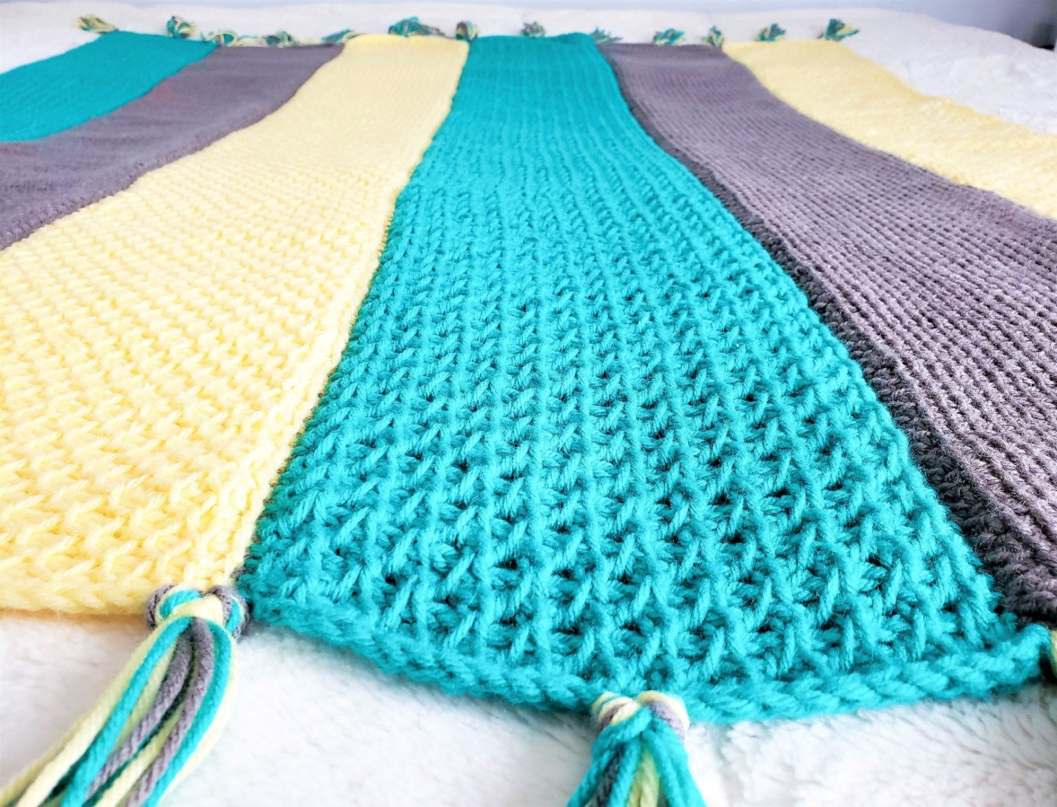 Simple Tunisian Crochet Panel Blanket - Affinity For Yarn
