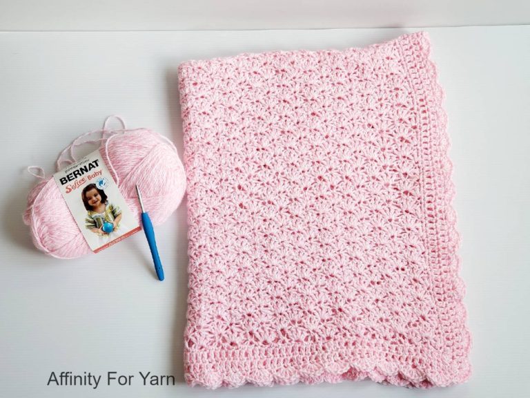 Crochet Shell Stitch Pink Baby Blanket - Affinity For Yarn