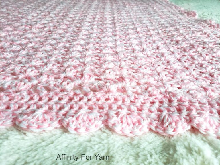 Crochet Shell Stitch Pink Baby Blanket - Affinity For Yarn