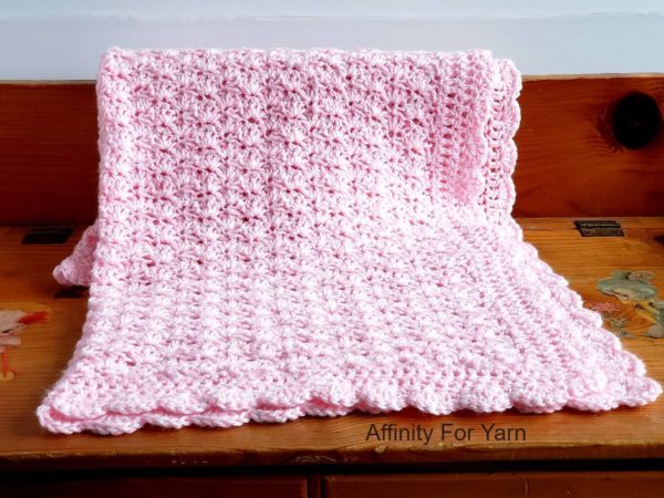 Crochet Shell Stitch Pink Baby Blanket - Affinity For Yarn